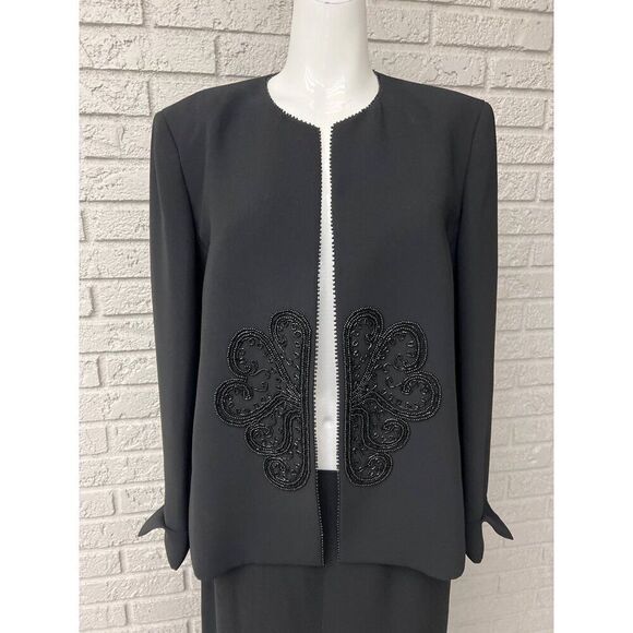 Kasper Women Black Beaded Open Front   Evening Jacket Size 14 - Picture 1 of 9